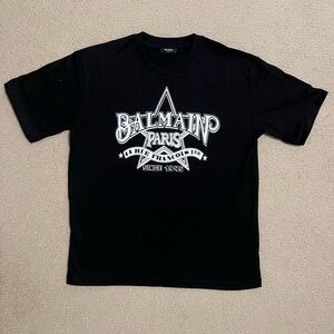 Balmain Paris Logo Graphic T-Shirt Black Size M
